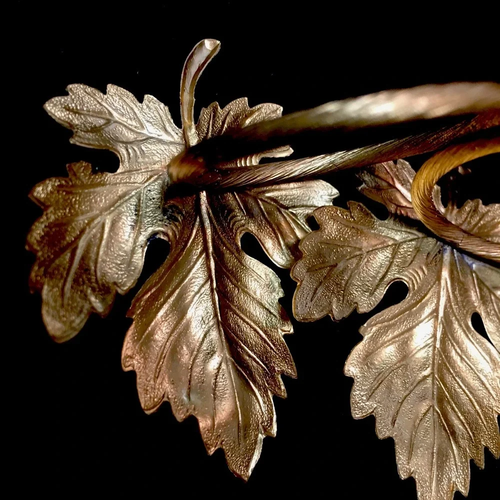 Lot of 4 Metal Maple Leaf Napkin Rings, Gold, Fall, Thanksgiving